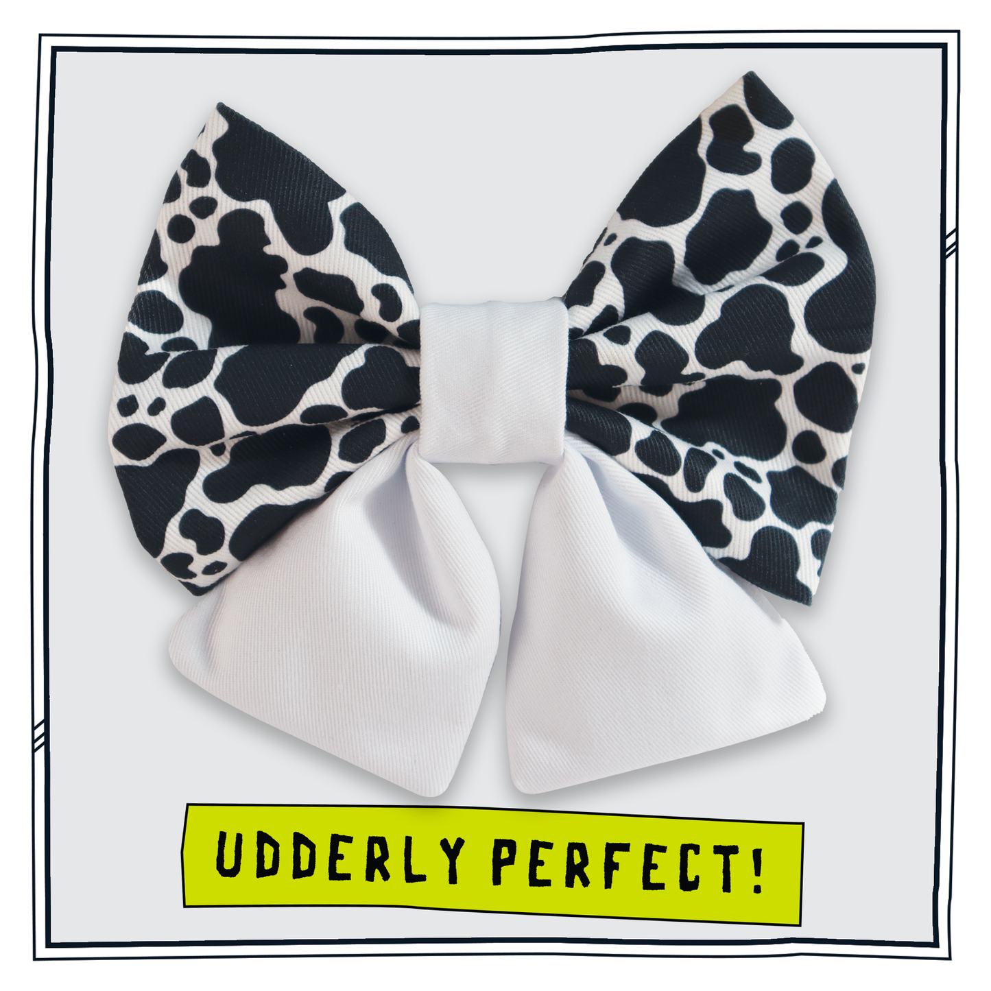 Happy Hoops black and white cow print dog sailor bow tie.